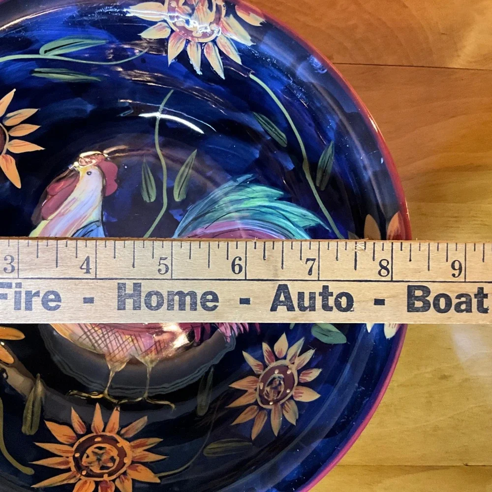Certified International Susan Winget Rooster‎ Sunflower Ceramic Serving Bowls 2